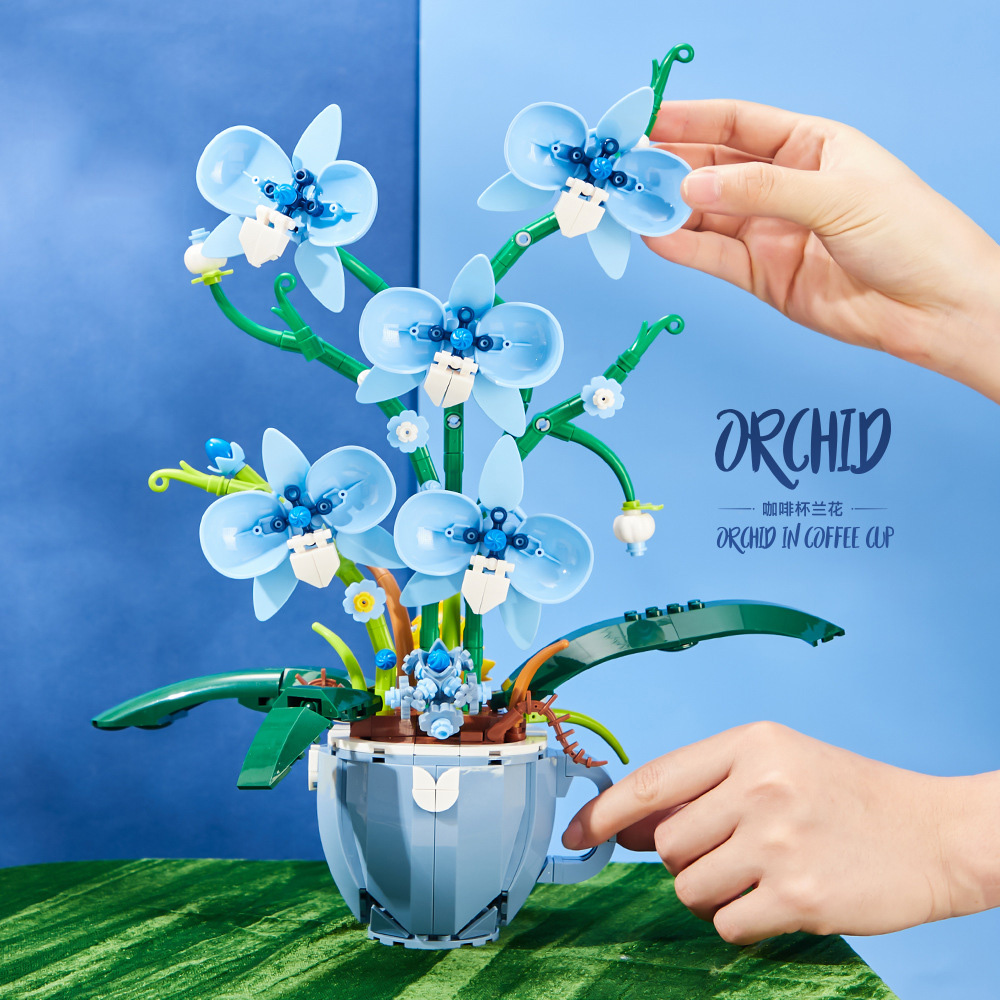 Plant Parent Yearly - 567PCS Blue Orchid Building Blocks Romantic