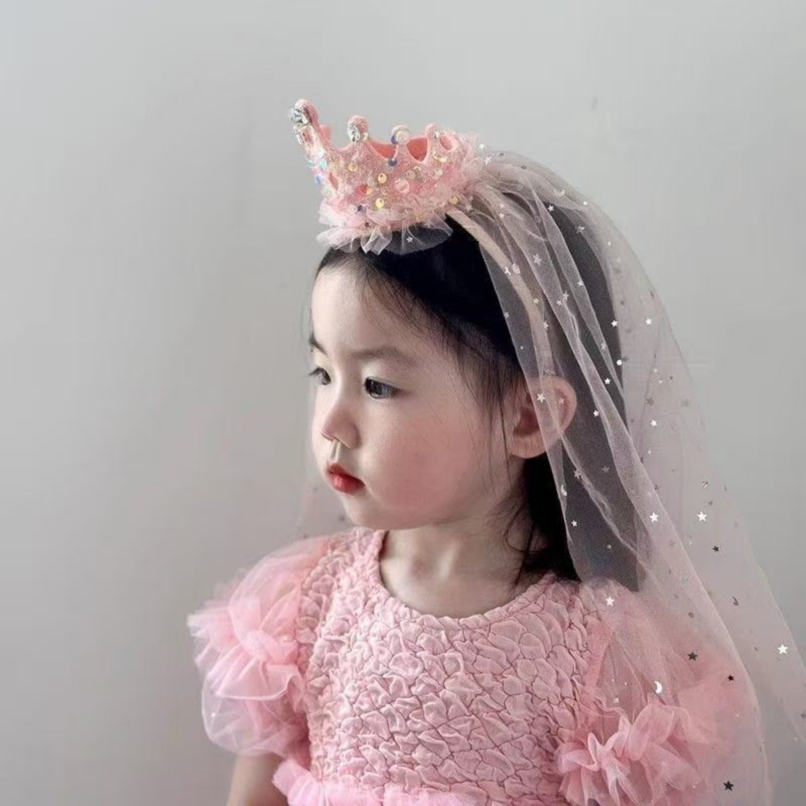 1PC Princess Crown Veil Headba - Philodendron Pink Princess avis et prix